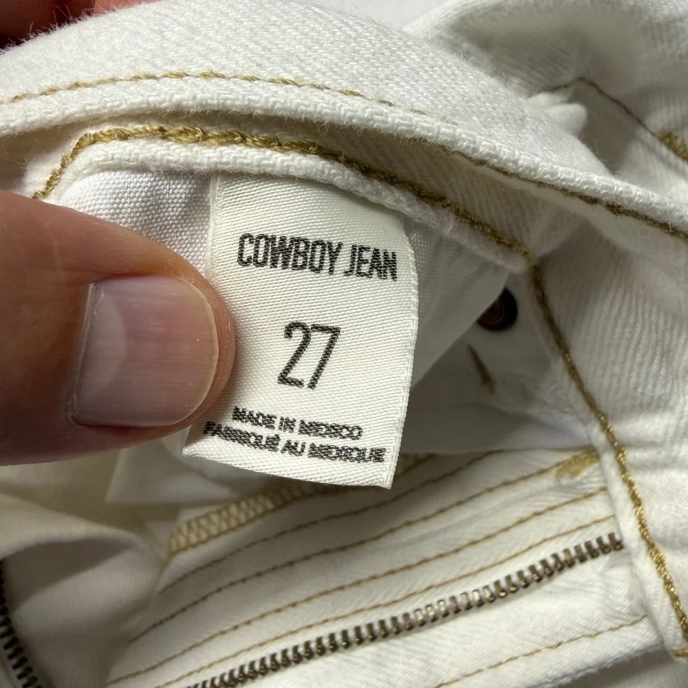 BDG Cowboy Jeans 27 White Ecru High Rise Straight Leg Western Core Retro Iconic